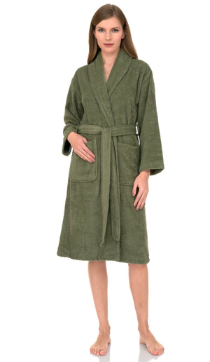 TowelSelections Womens Shawl Robe, Luxuriously Soft Bathrobe, Cotton Terry Cloth Bath Robe for Women