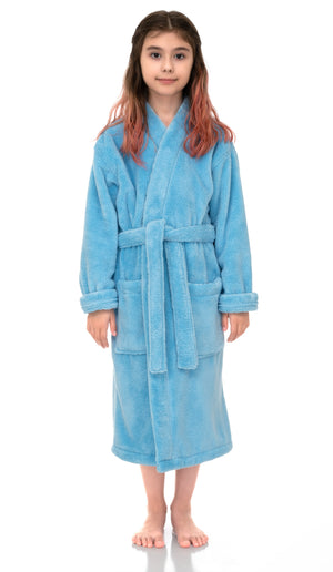 TowelSelections Girls Robe, Kids Plush Kimono Soft Fleece Bathrobe