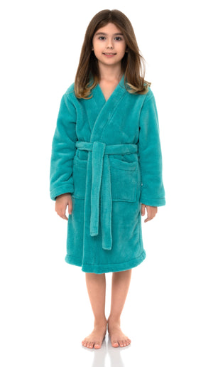 TowelSelections Girls Robe, Kids Plush Kimono Soft Fleece Bathrobe