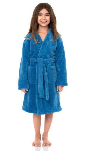 TowelSelections Girls Robe, Kids Plush Kimono Soft Fleece Bathrobe