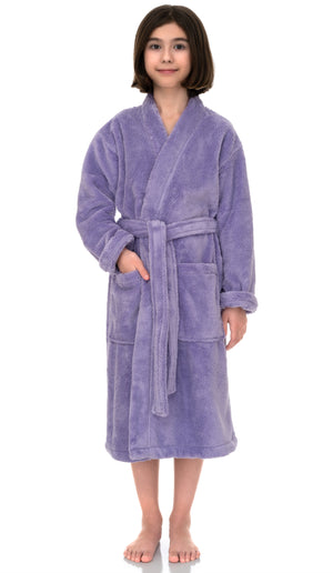 TowelSelections Girls Robe, Kids Plush Kimono Soft Fleece Bathrobe