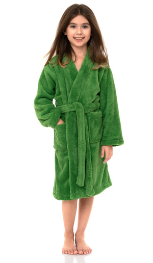 TowelSelections Girls Robe, Kids Plush Kimono Soft Fleece Bathrobe