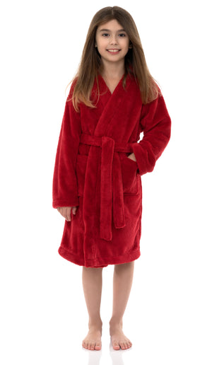 TowelSelections Girls Robe, Kids Plush Kimono Soft Fleece Bathrobe