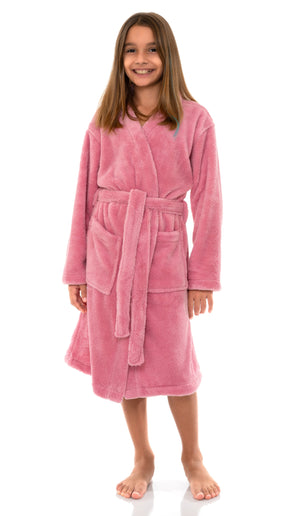 TowelSelections Girls Robe, Kids Plush Kimono Soft Fleece Bathrobe