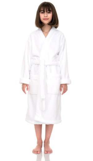 TowelSelections Girls Robe, Kids Plush Kimono Soft Fleece Bathrobe