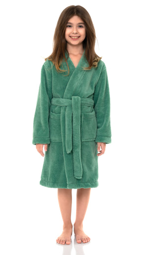 TowelSelections Girls Robe, Kids Plush Kimono Soft Fleece Bathrobe