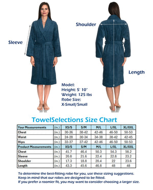 TowelSelections Womens Plush Bathrobe 100% Cotton Luxury Terry Shawl Bath Robe