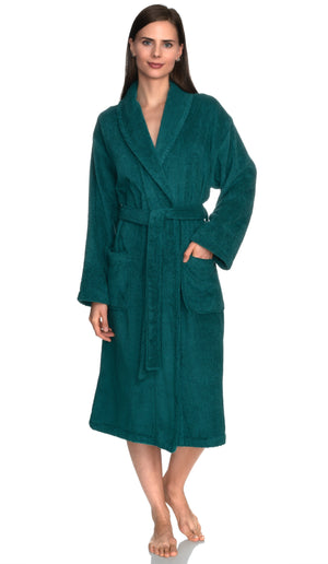 TowelSelections Womens Plush Bathrobe 100% Cotton Luxury Terry Shawl Bath Robe