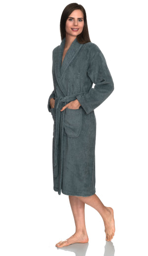 TowelSelections Womens Plush Bathrobe 100% Cotton Luxury Terry Shawl Bath Robe