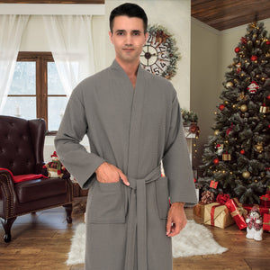 TowelSelections Mens Robe, Waffle Spa Bathrobe, Soft Kimono Bath Robe