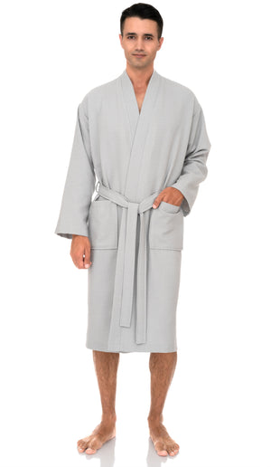 TowelSelections Mens Robe, Waffle Spa Bathrobe, Soft Kimono Bath Robe