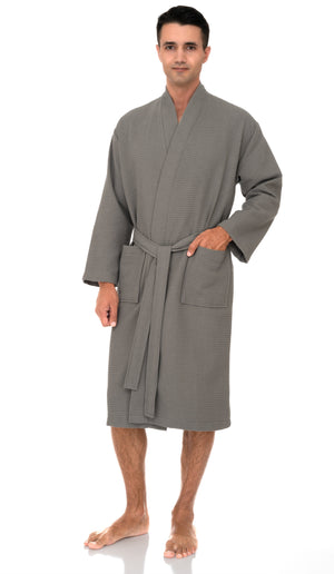 TowelSelections Mens Robe, Waffle Spa Bathrobe, Soft Kimono Bath Robe