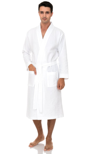 TowelSelections Mens Robe, Waffle Spa Bathrobe, Soft Kimono Bath Robe