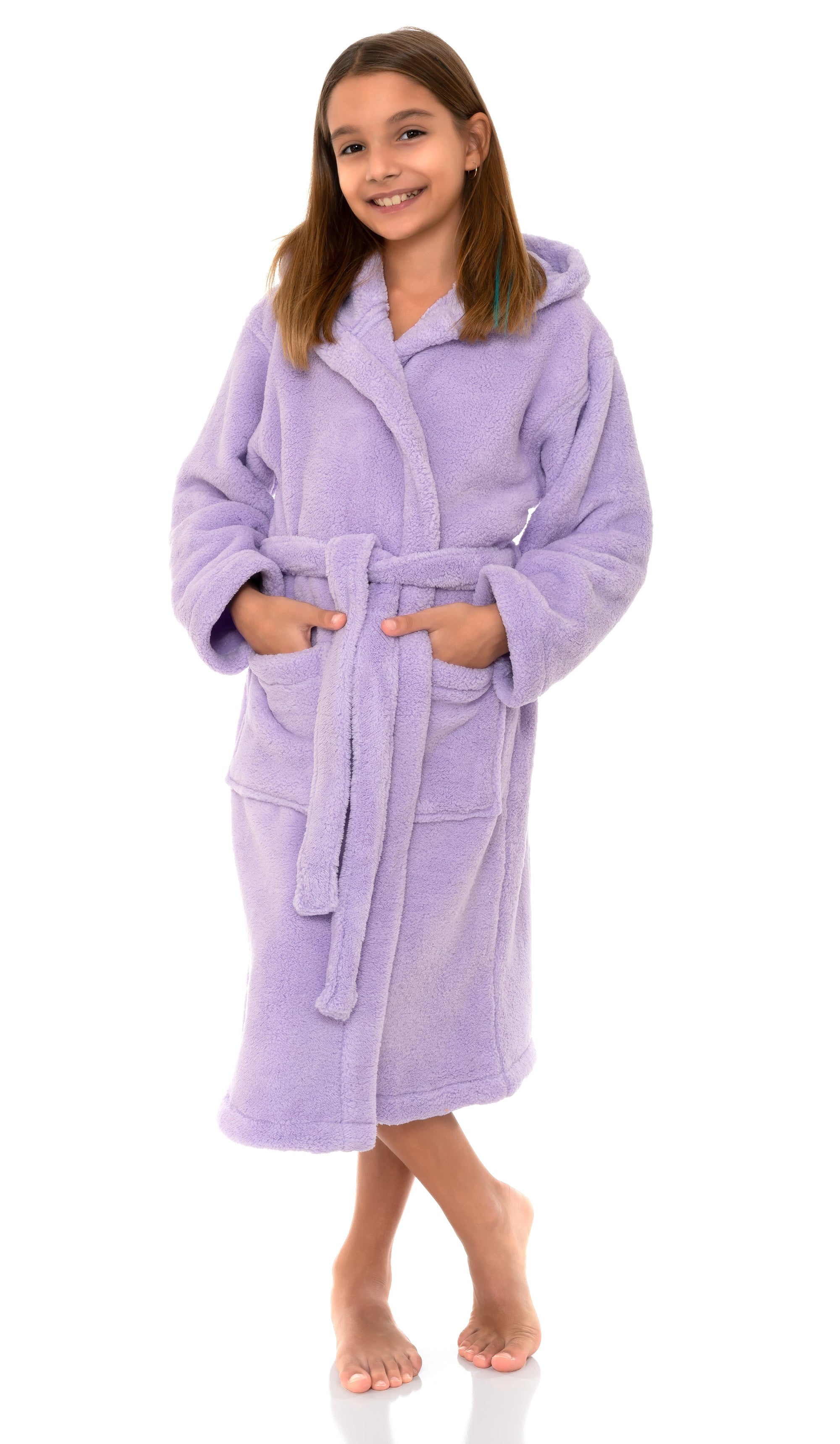 TowelSelections Girls Robe, Kids Soft Plush Hooded Fleece Bathrobe