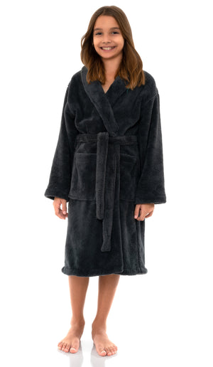 TowelSelections Girls Robe, Kids Plush Shawl Fleece Bathrobe