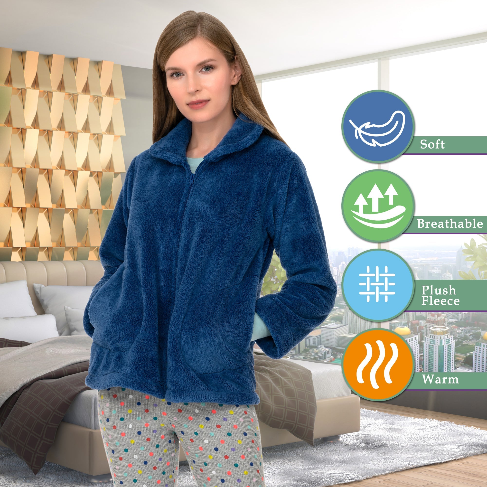 ladies zip front fleece dressing gown Zip up Dressing Gowns Ladies