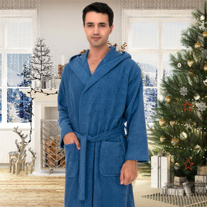 TowelSelections Mens Hooded Robe, Premium Cotton Terry Cloth Bathrobe, Soft Bath Robes for Men XS-4X
