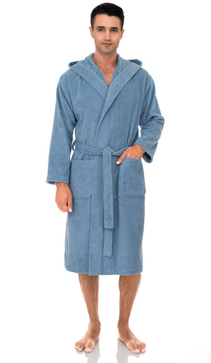 TowelSelections Mens Hooded Robe, Premium Cotton Terry Cloth Bathrobe, Soft Bath Robes for Men XS-4X