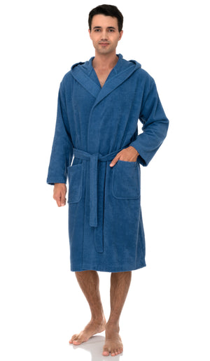 TowelSelections Mens Hooded Robe, Premium Cotton Terry Cloth Bathrobe, Soft Bath Robes for Men XS-4X