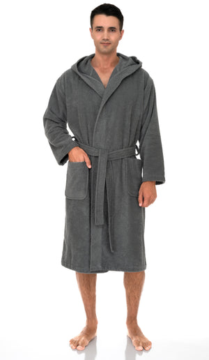 TowelSelections Mens Hooded Robe, Premium Cotton Terry Cloth Bathrobe, Soft Bath Robes for Men XS-4X