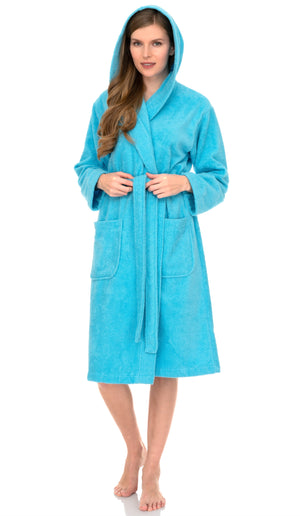 TowelSelections Womens Robe, Premium Cotton Hooded Bathrobe for Women, Soft Terry Cloth Robes for Women