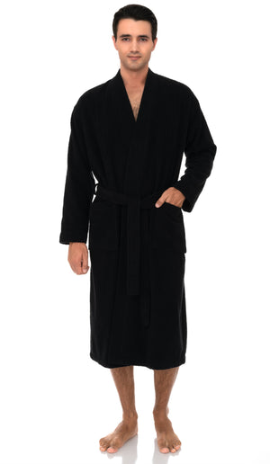 TowelSelections Mens Robe, 100% Cotton Terry Cloth Bathrobe, Spa Bath Robes for Men
