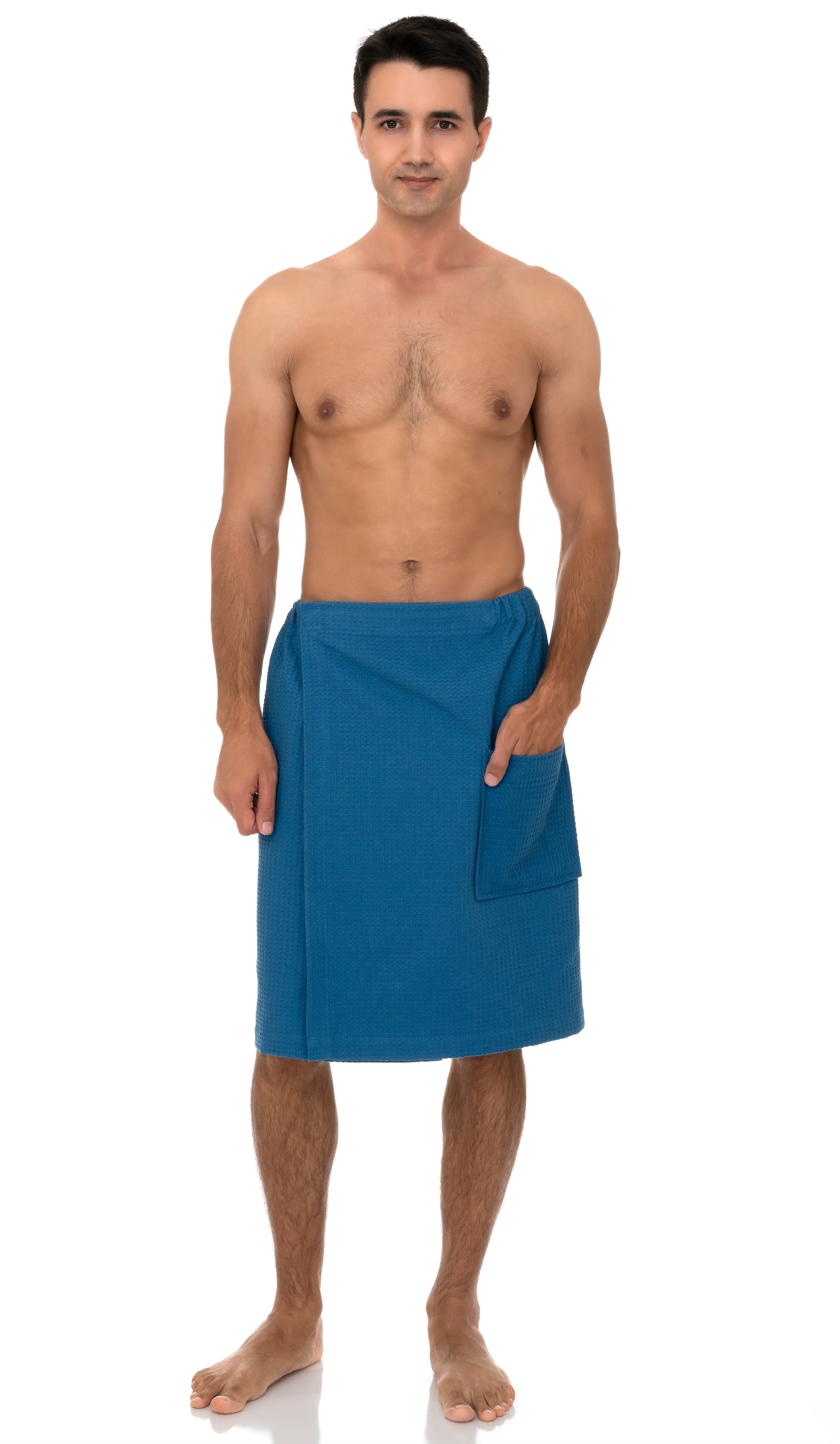 TowelSelections Men’s Wrap Shower and Bath Waffle Spa Cover-up