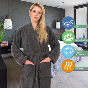 TowelSelections Women's Kimono Robe Cotton Terry Cloth Luxury Bathrobe