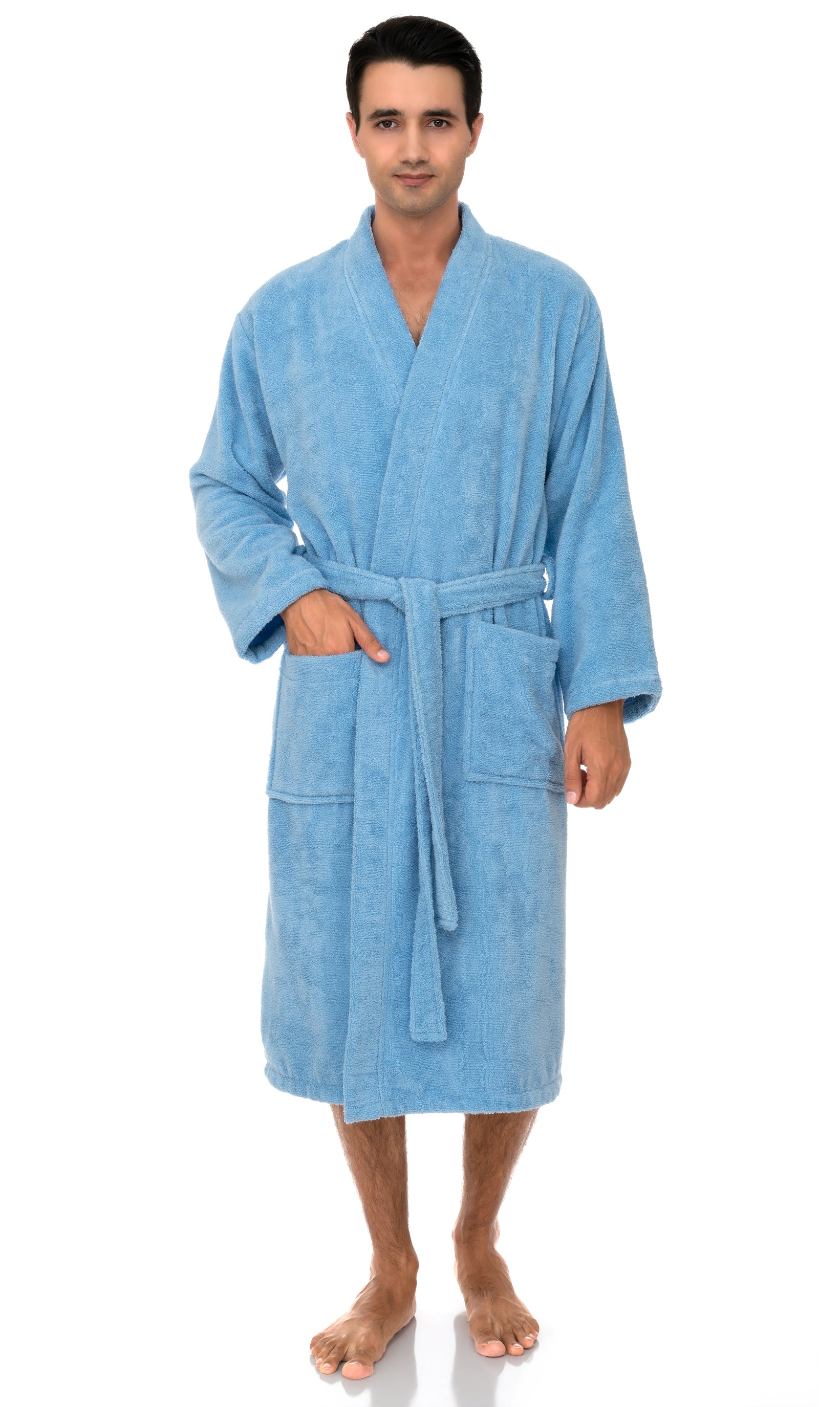 TowelSelections Mens Robe with Hood, Premium Cotton Terry Cloth Bathrobe,  Soft Bath Robes for Men Medium Frost Gray