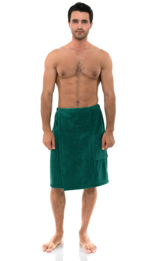 TowelSelections Men's Wrap Adjustable Cotton Fleece Shower Bath Gym Cover Up