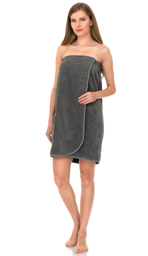 TowelSelections Women’s Wrap Adjustable Cotton Terry Cloth Shower Cover Up Gym with Snaps