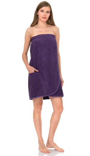 TowelSelections Women’s Wrap Adjustable Cotton Terry Cloth Shower Cover Up Gym with Snaps