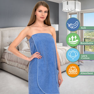 TowelSelections Women’s Shower Wrap Adjustable Cotton Terry Cloth Bathwrap Gym Cover-up